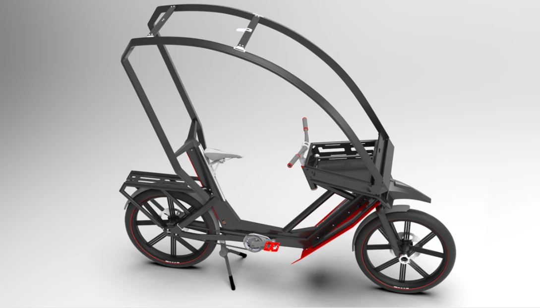 A rendering of a planned production version of the AllWeatherBike