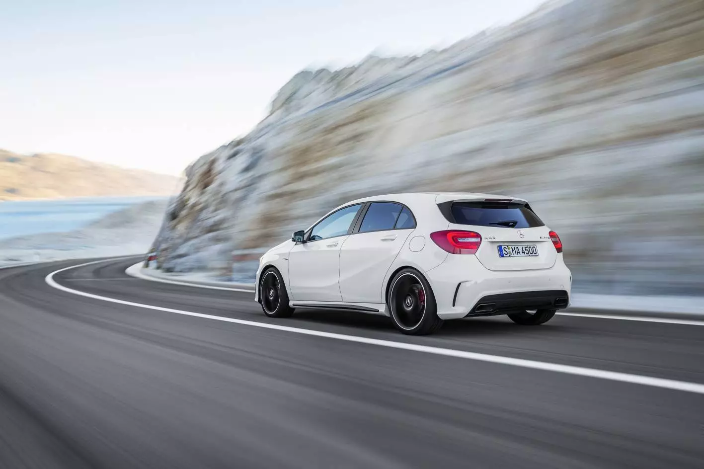 The A 45 AMG boasts an electronically limited top speed of 250 km/h (155 mph)