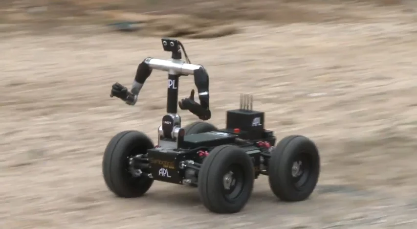Johns Hopkins University's Bimanual Dexterous Robotics Platform can handle difficult terrain to secure a perimeter