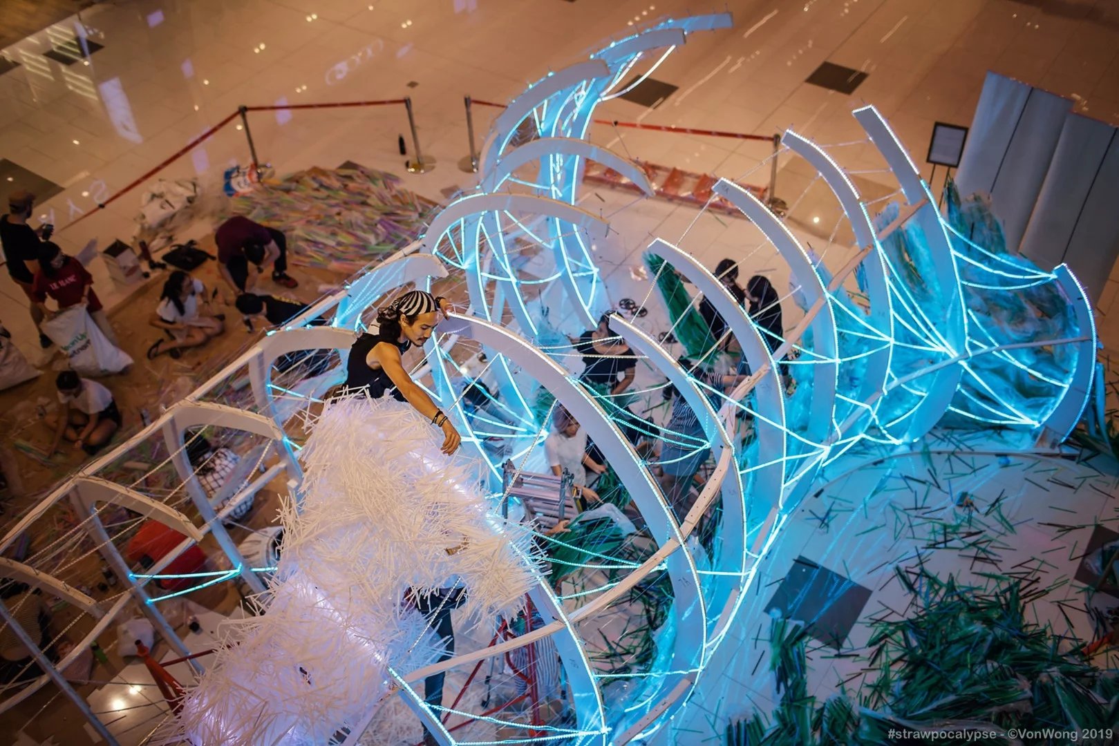 The Strawpocalypse installation comes together