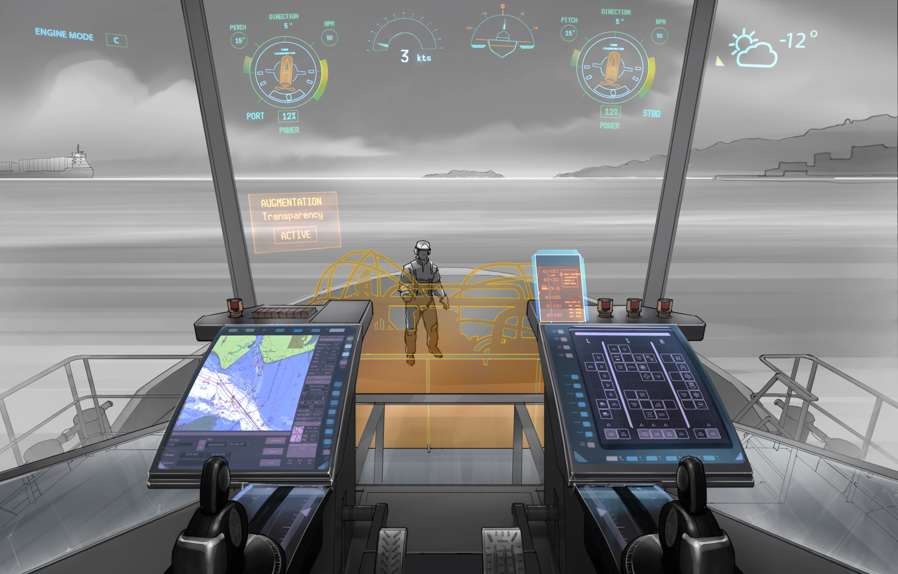 Deck view with augmented visibility