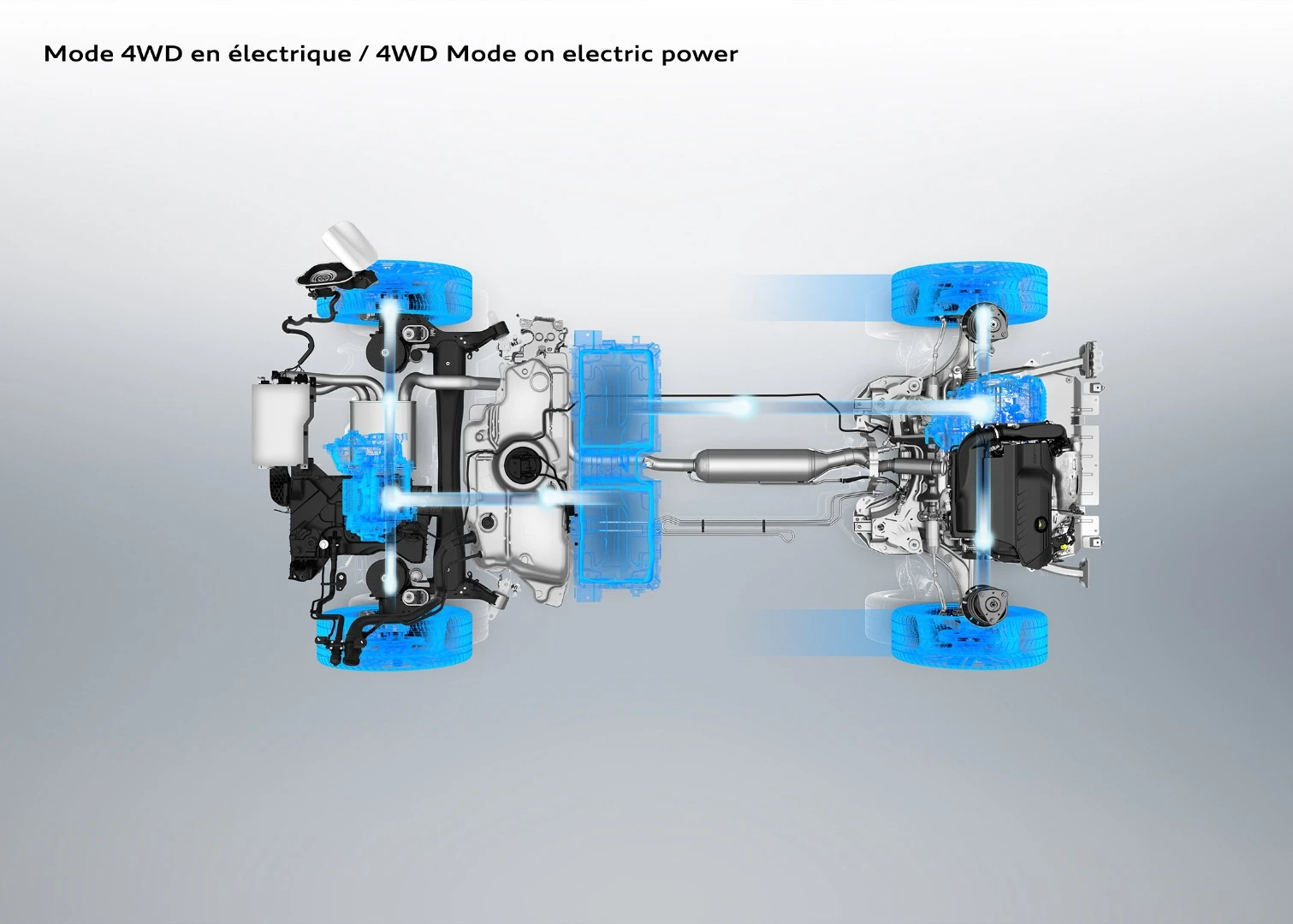 With the Peugeot 3008 SUV Hybrid4, all four wheels can be propelled by the electric motors alone or in combination with the engine