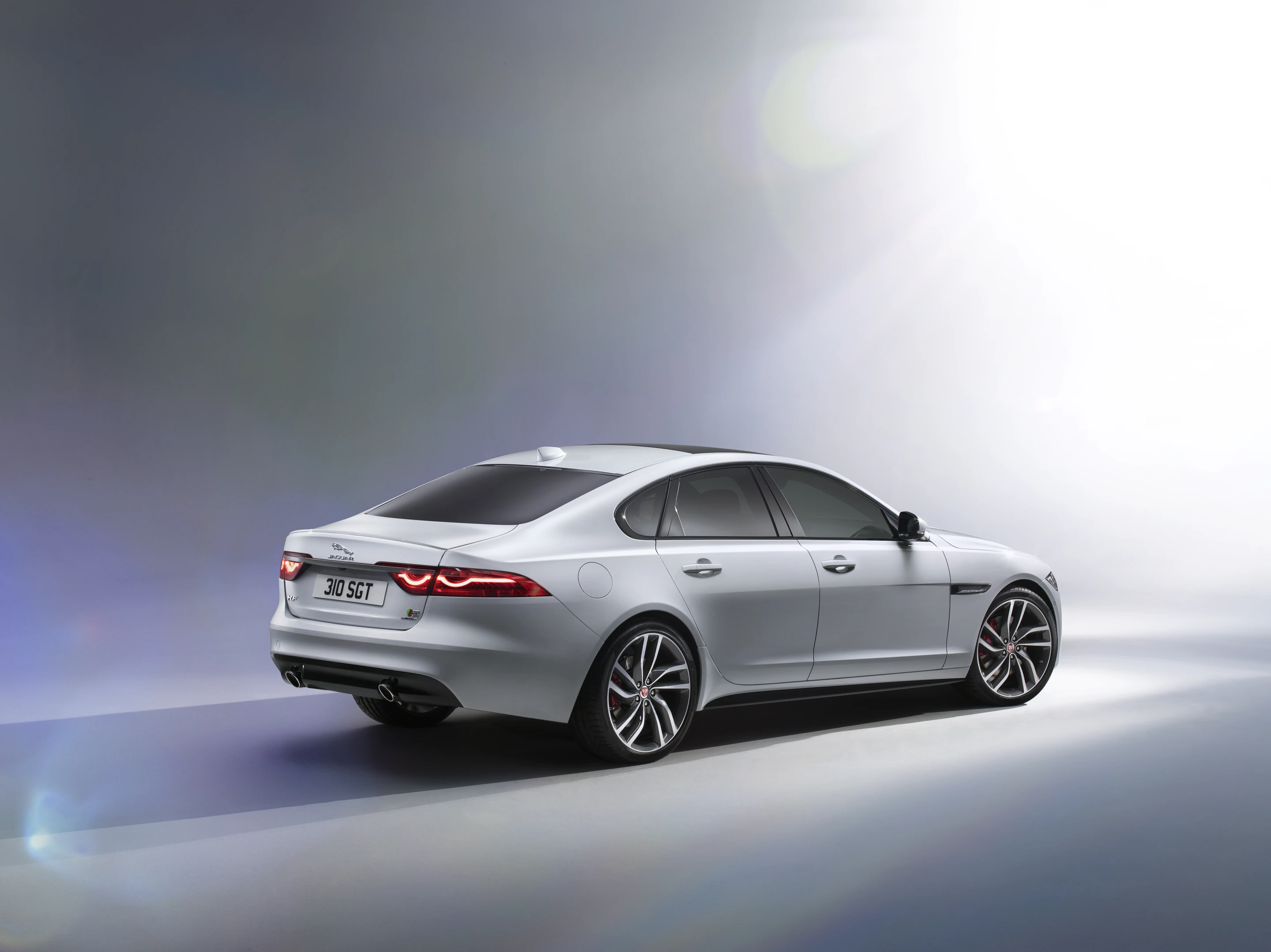 The 2016 Jaguar XF showing rear profile