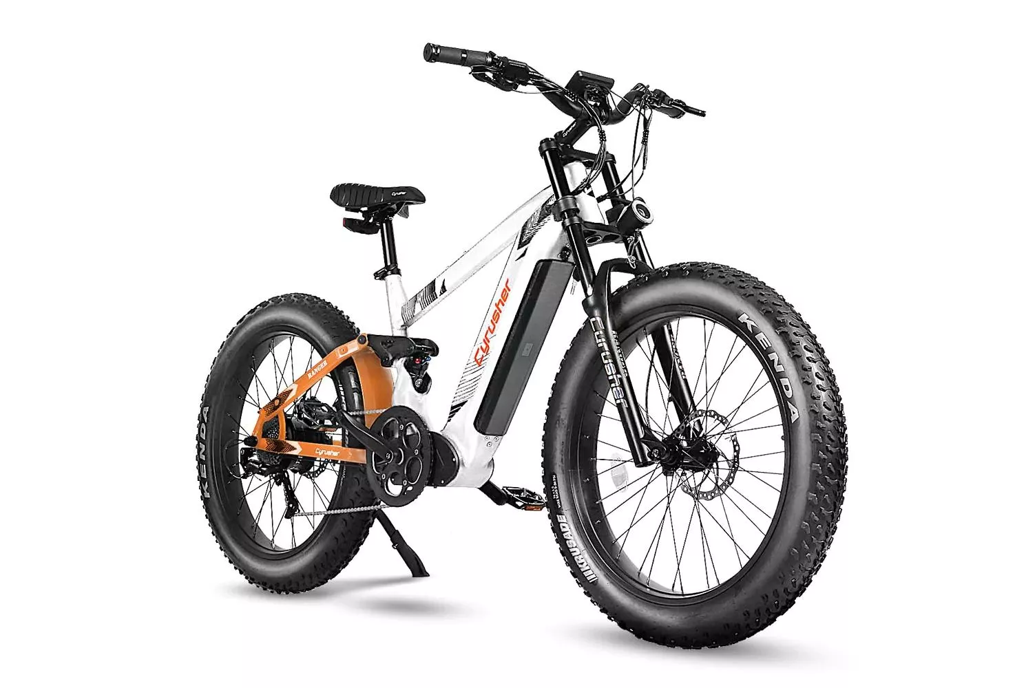 Chunky Kenda fat tires and suspension front and back