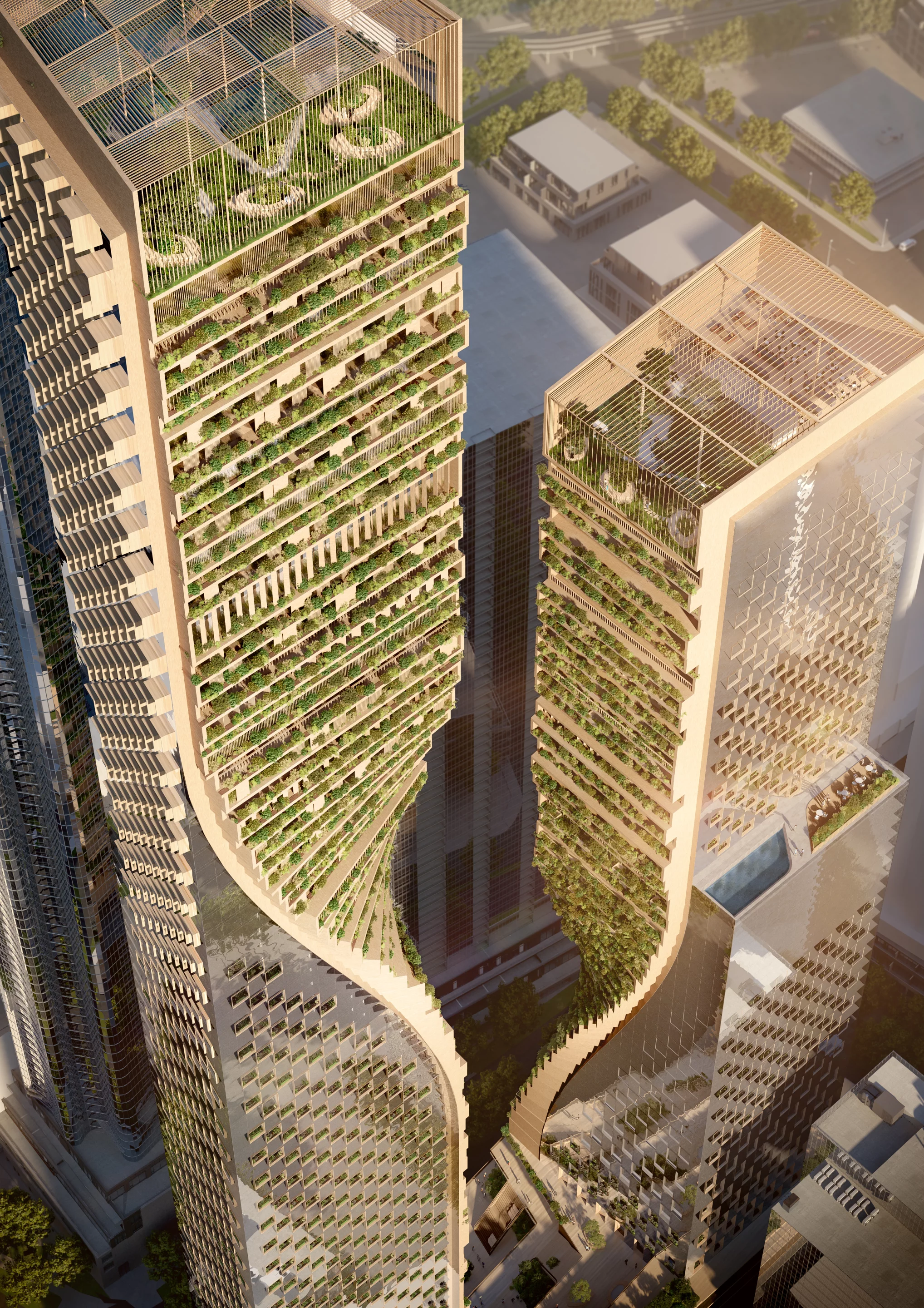 Southbank by Beulah will integrate significant greenery on its twisting facades, including rooftop gardens
