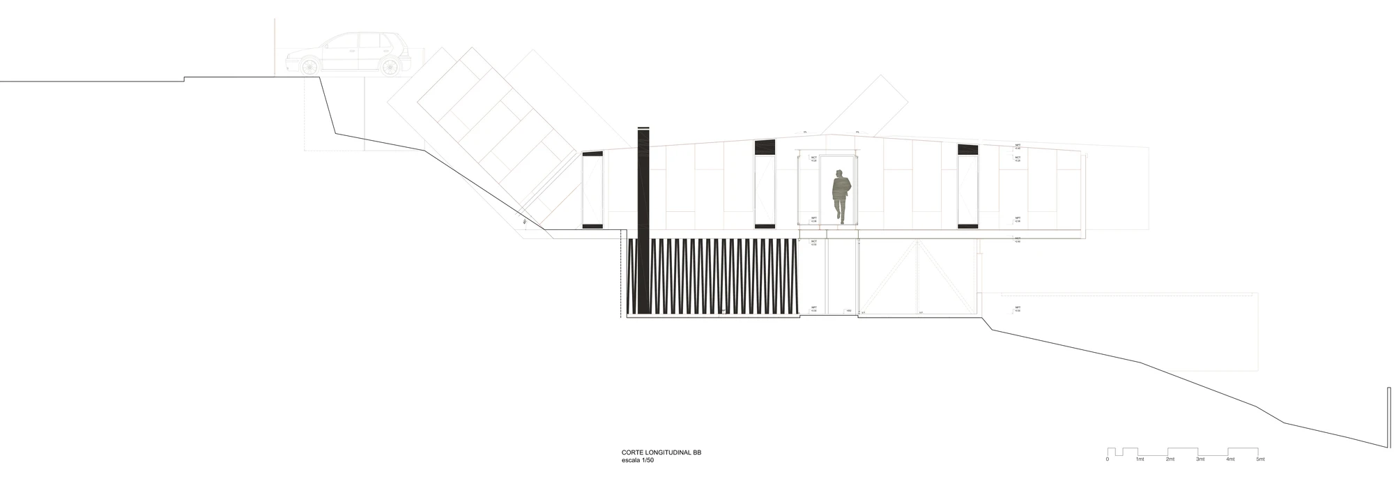 Architectural drawing of Caterpillar House (Image: Sebastián Irarrázaval)
