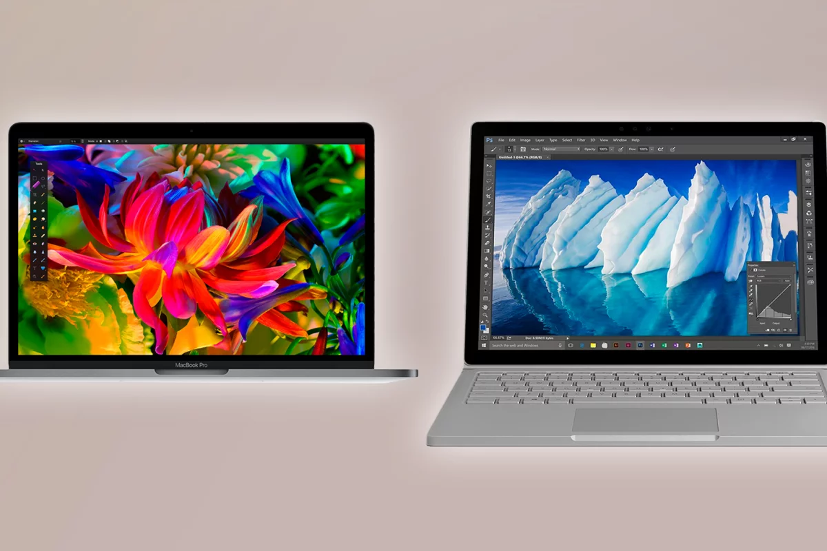New Atlas compares the 13-inch MacBook Pros (2016) with the standard and Performance Base Microsoft Surface Books