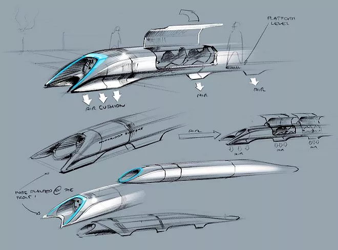 Sketches of Elon Musk's Hyperloop concept (Image: Elon Musk/SpaceX)