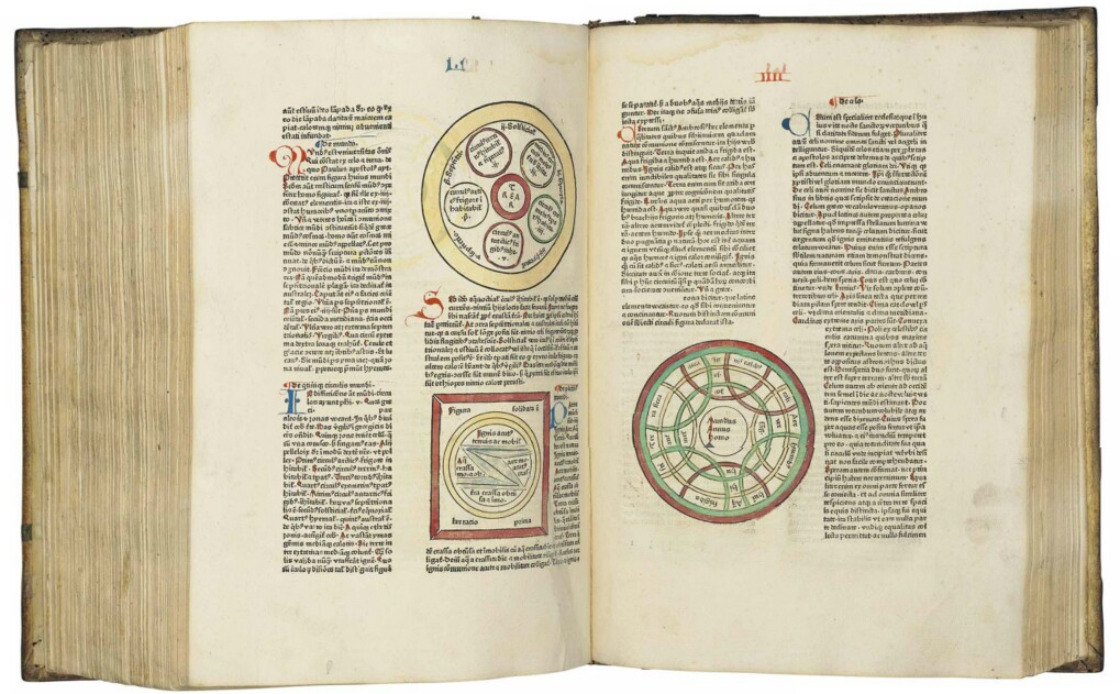 Three works in one volume, the most important of which is a rare third edition ofEtymologiae, an important 15th century encyclopedia in that the first edition contained the world's first printed map. This later edition contains a more elaborate version of that map. It also contains the first printed reference to arithmetic. Etymologiae provided to medieval and Renaissance scholars an invaluable single source of late classical scientific knowledge and lexicography. Isidore of Seville (c. 560-636) was 'the chief authority of the Middle Ages, and the presence of his book in every monastic, cathedral, and college library was a main factor in perpetuating the state of knowledge and the modes of thought of the late-Roman world' (PMM). Etymologiae covers mathematics, astronomy, geography, meteorology, geology, botany, agriculture, human anatomy, medicine, shipbuilding, architecture and other technological subjects. This volume sold for $141,667 (£112,500) by Christies on December 1, 2016