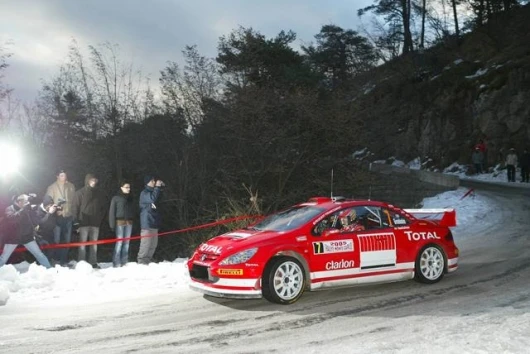 Marcus Gronholm's Peugeot was involved in a gargantuan battle for the lead before retiring.