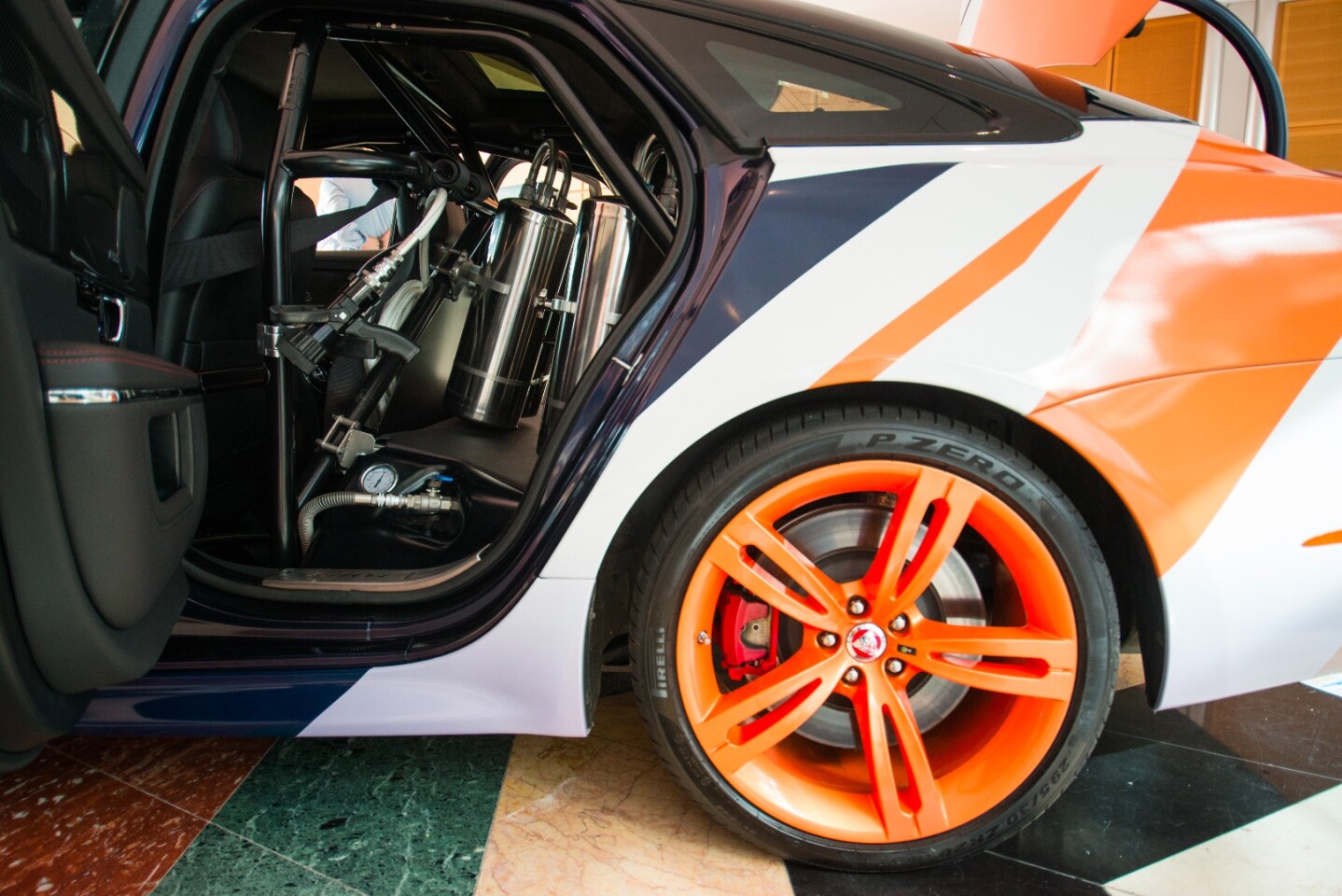 Custom-built Jaguar XJR Rapid Response Vehicles containing fire supression equipment will support Bloodhound SSC