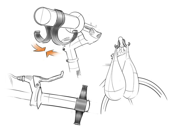The initial Bag Buddy concept sketch, which closely matches the final design