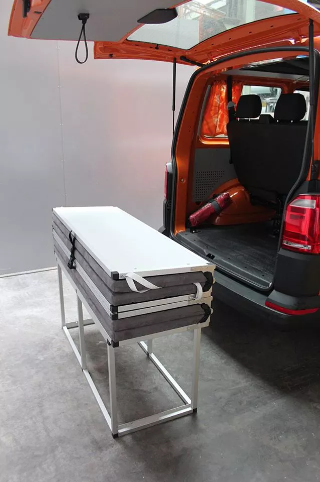 Like the modules, the folding bed is easily removable