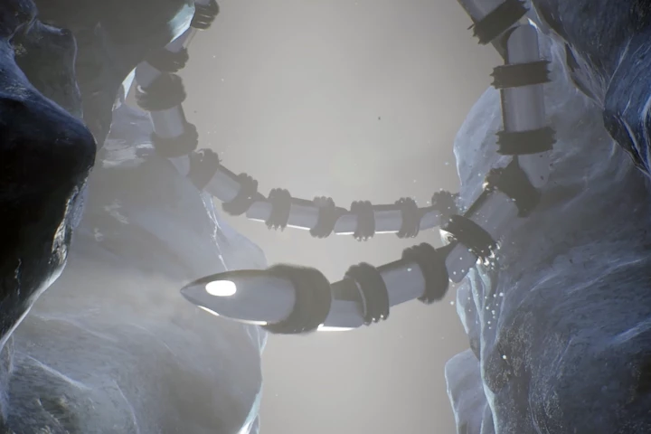 An artist's impression of the Exobiology Extant Life Surveyor - EELS - a robot snake designed to explore deep space