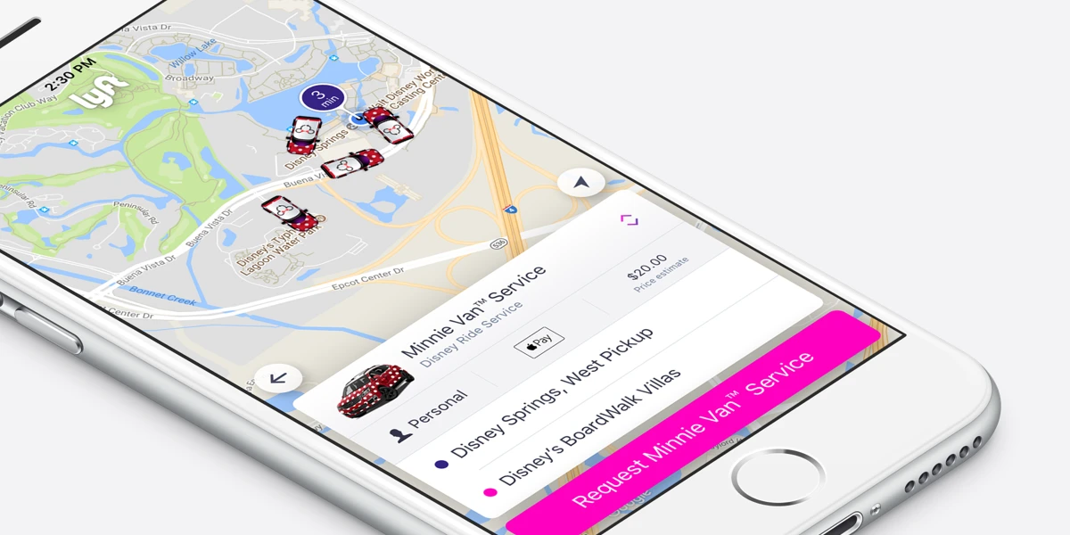 Visitors as select Disney Parks can hail one of Lyft's Minnie Vans through its smartphone app