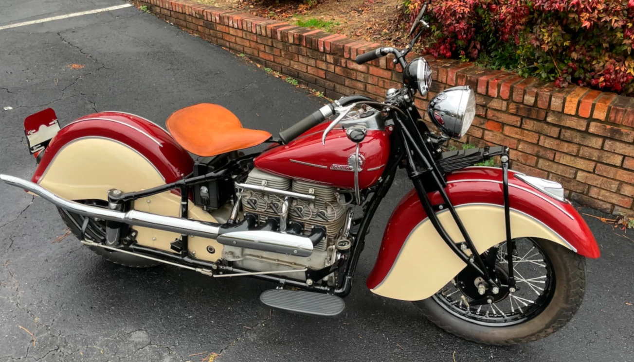 This 1942 Indian 442 Four sold for $132,000 as Lot S124 at Mecum Auctions' Las Vegas sale on Saturday, 29 January 2022