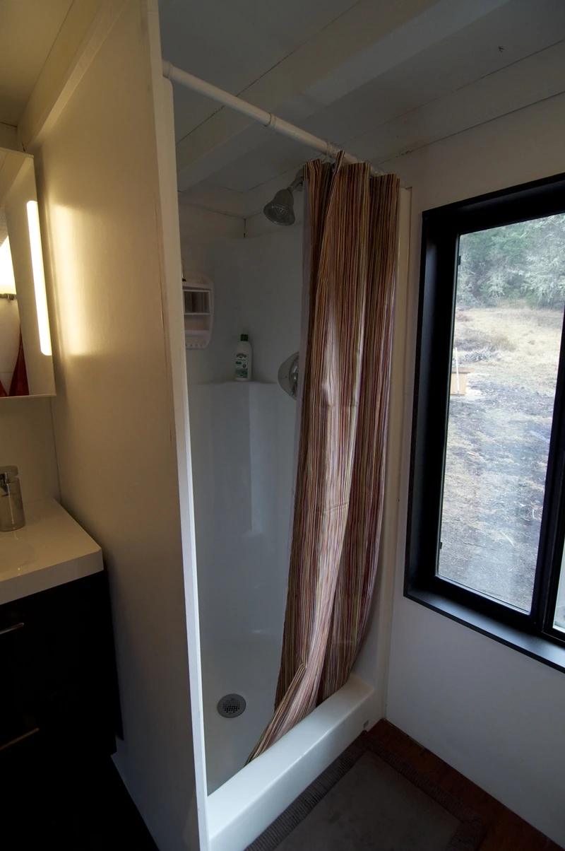 A full-size shower is also included