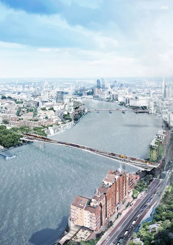 A simple straight span across the river (Image: NEP Bridge Competition)