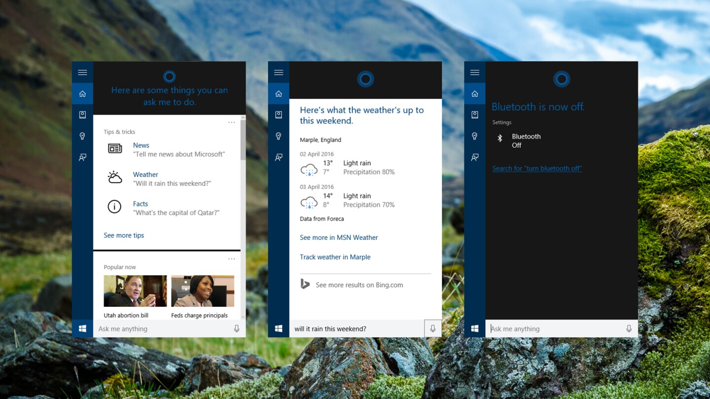 Cortana arrives on the desktop to help with searches, reminders and settings