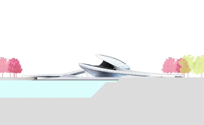 The design of the pedestrian bridge incorporates an S shape, which creates a bridge with a "twist" and a strong visual focal point (image: L & A Design Group)