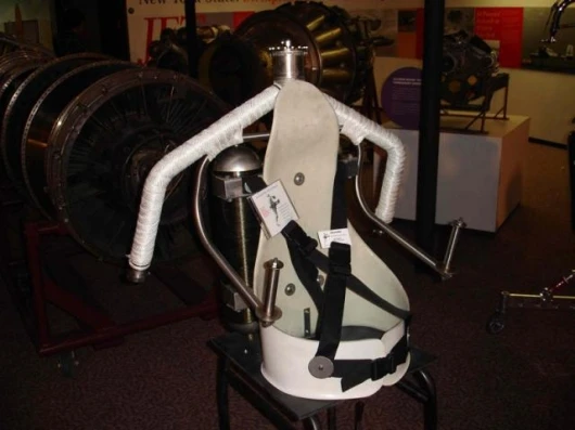 One of the many rocketbelts on display at the convention
