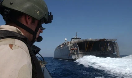 A special safetyobserver watches theHSV-X1 Joint Venture