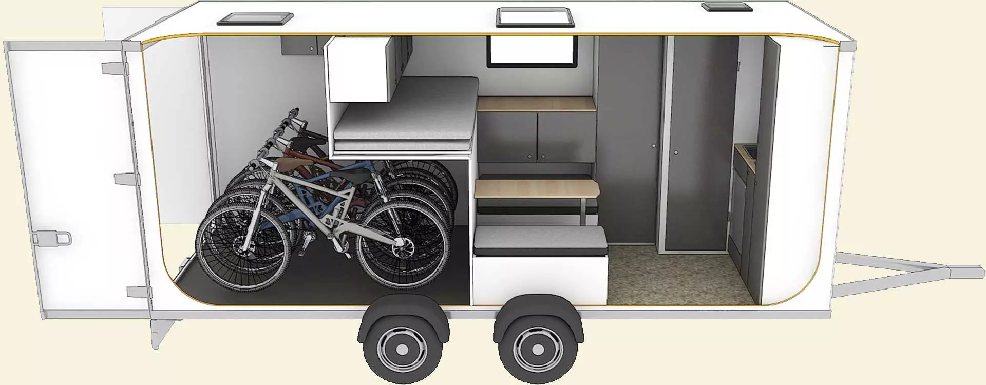 Sportcaravan shows the Cube 5 loaded up with five mountain bikes