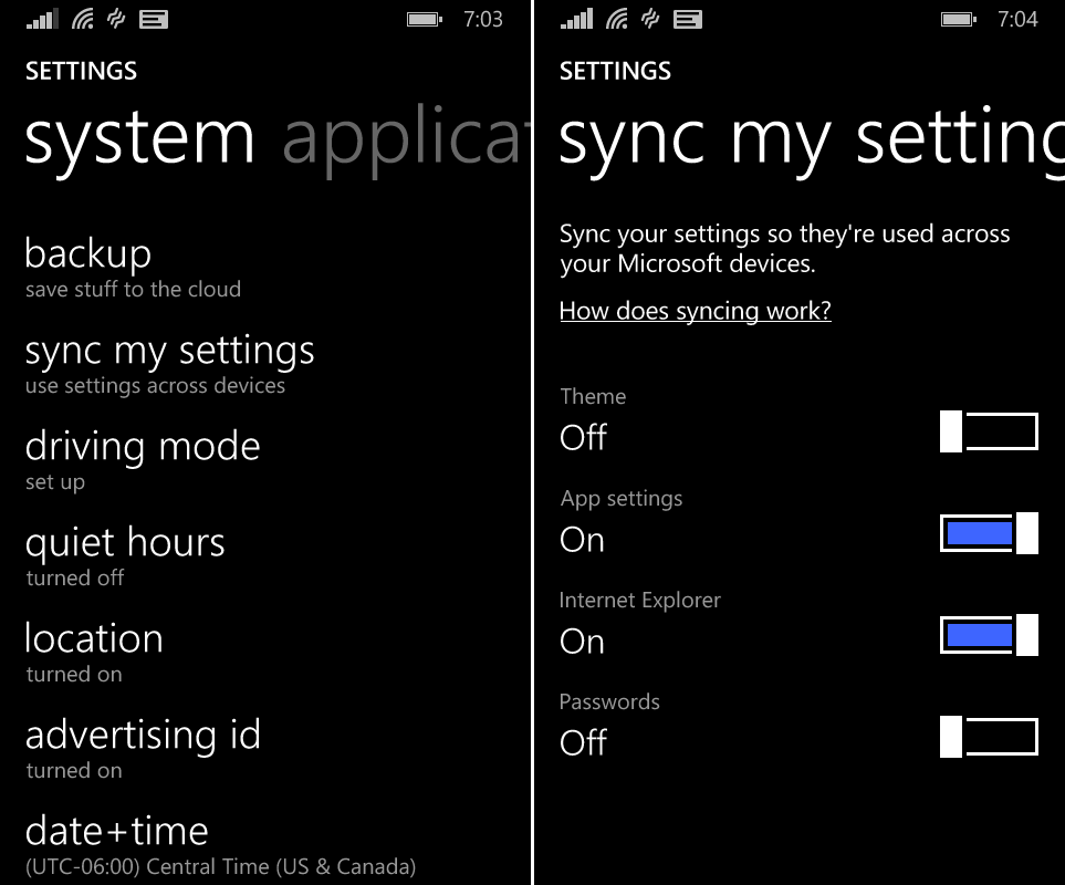 You can sync settings between your phone and Windows 8.1