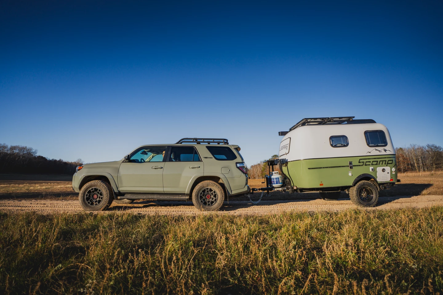 The Scamp rides atop off-road tires and a Timbren HD 3500 suspension