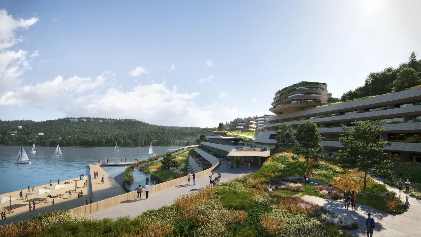 Several of Gyeongdo Island's buildings will be part-buried into the ground and will incorporate significant greenery