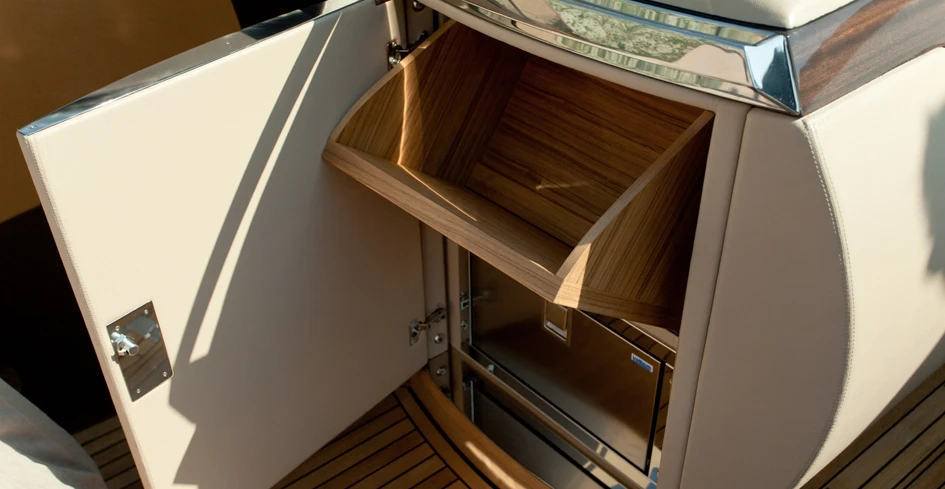 The pilot's chair conceals a refrigerator and picnic box