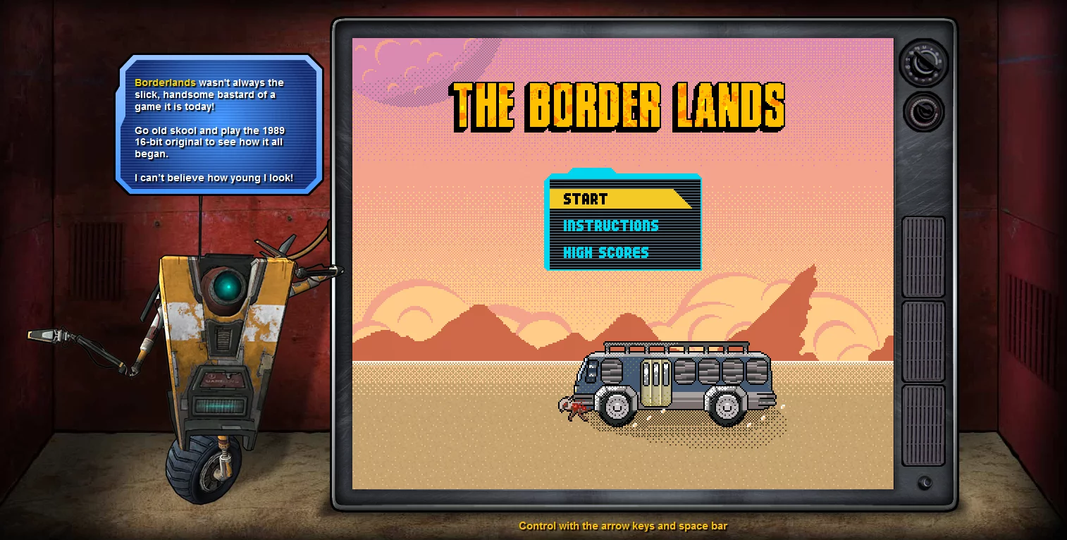 The Border Lands start screen will be familiar to anyone who played the real Borderlands