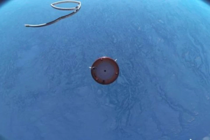 Booster stage breaking away from the sounding rocket sending the optical clock into space