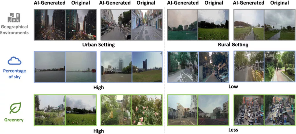 Examples of some of the AI-generated street images as compared to video stills of the actual streets