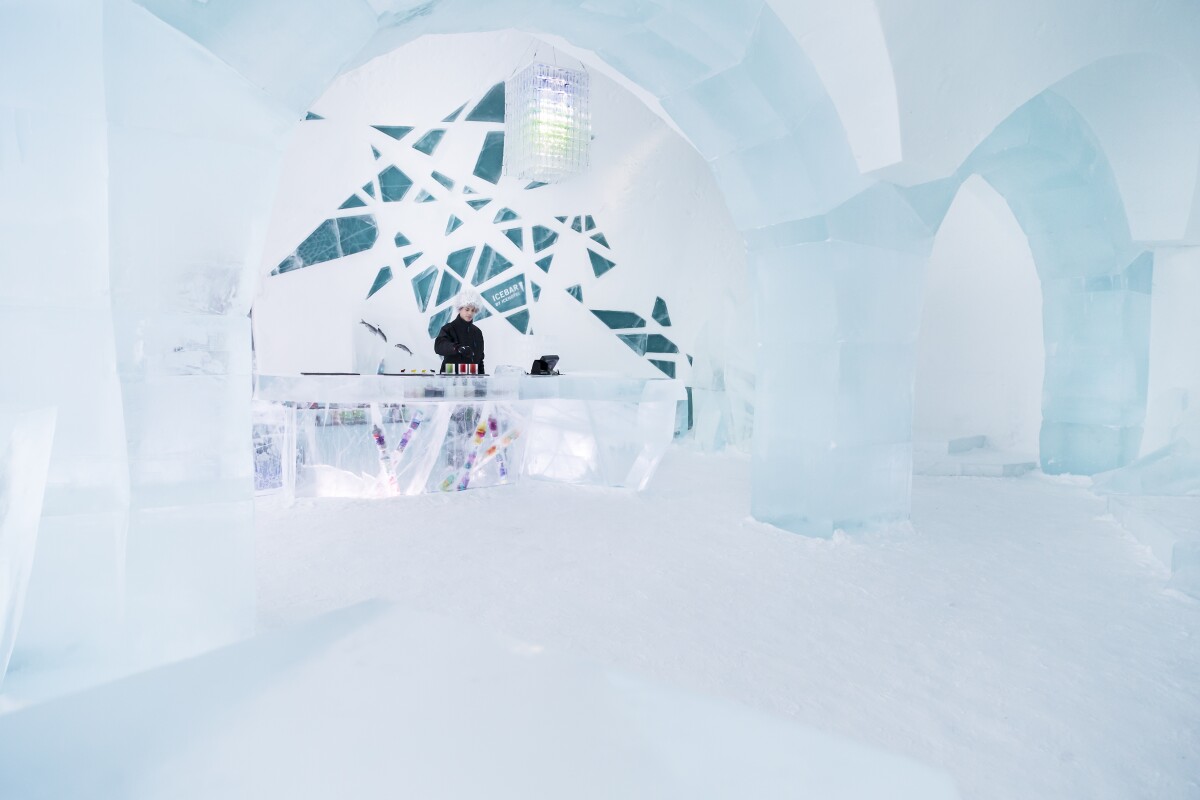 The hotel can almost be described as walking into a winter wonderland, complete with artist designed main hall, ice bar, ice church, luxury suites and reception