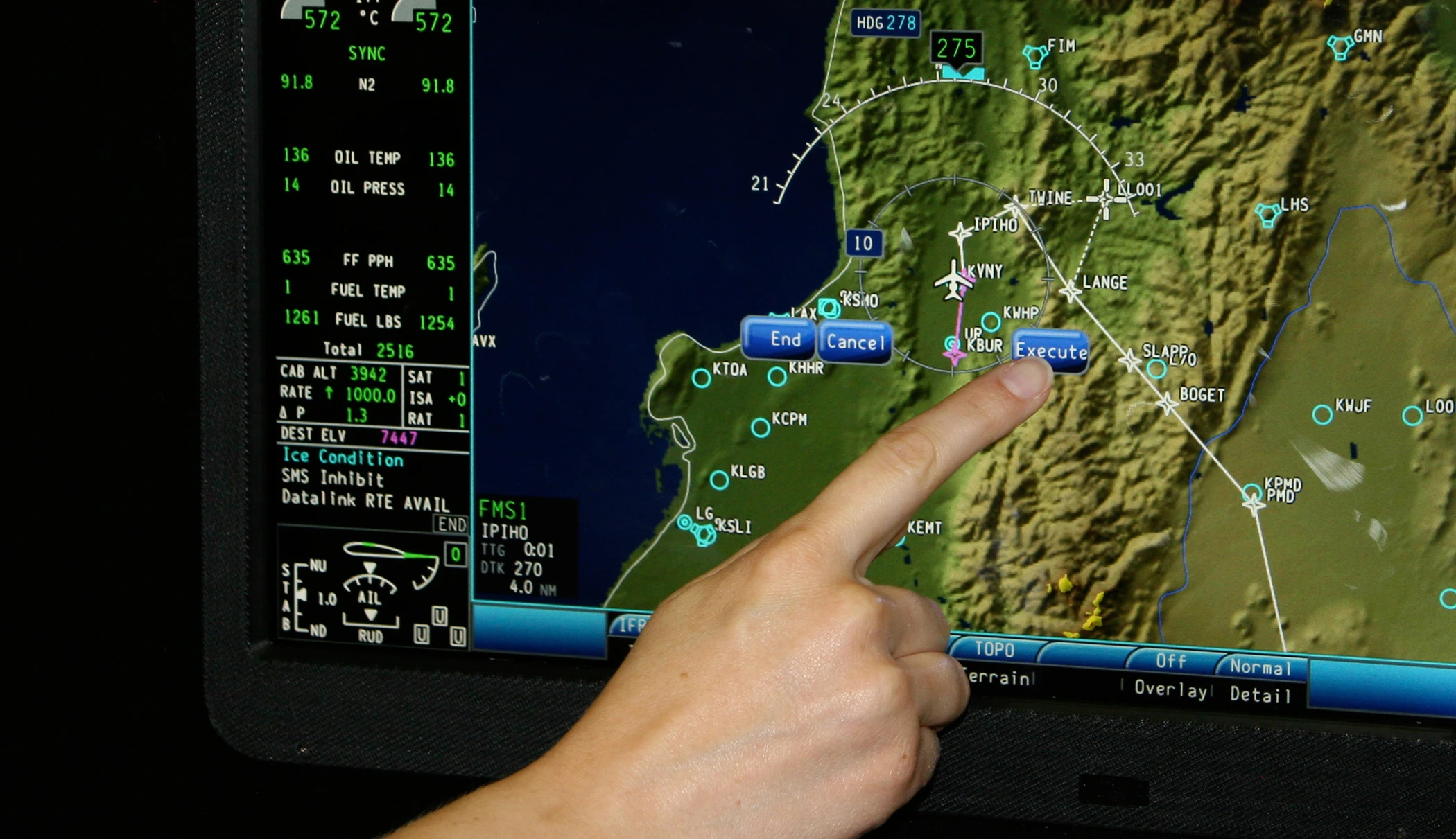 Rockwell Collins touch-control primary flight display (PFD)