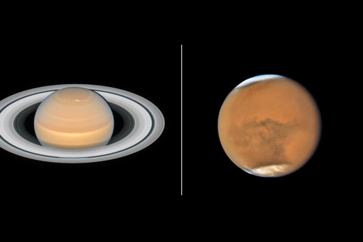 New images of Saturn and Mars captured by the Hubble Space Telescope