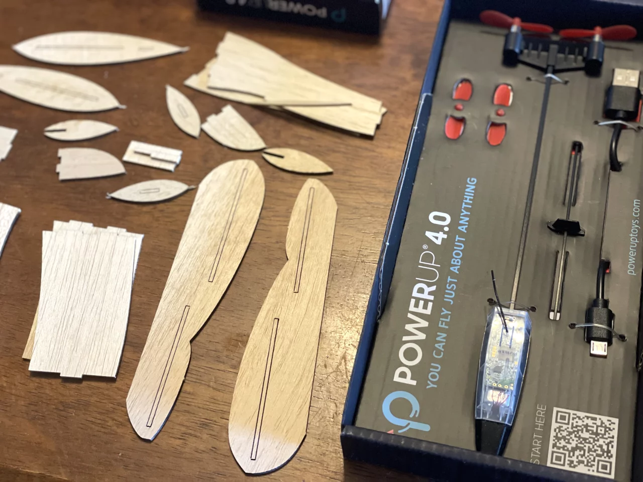 Before construction, and before I broke one of the wing panels (pictured bottom left)