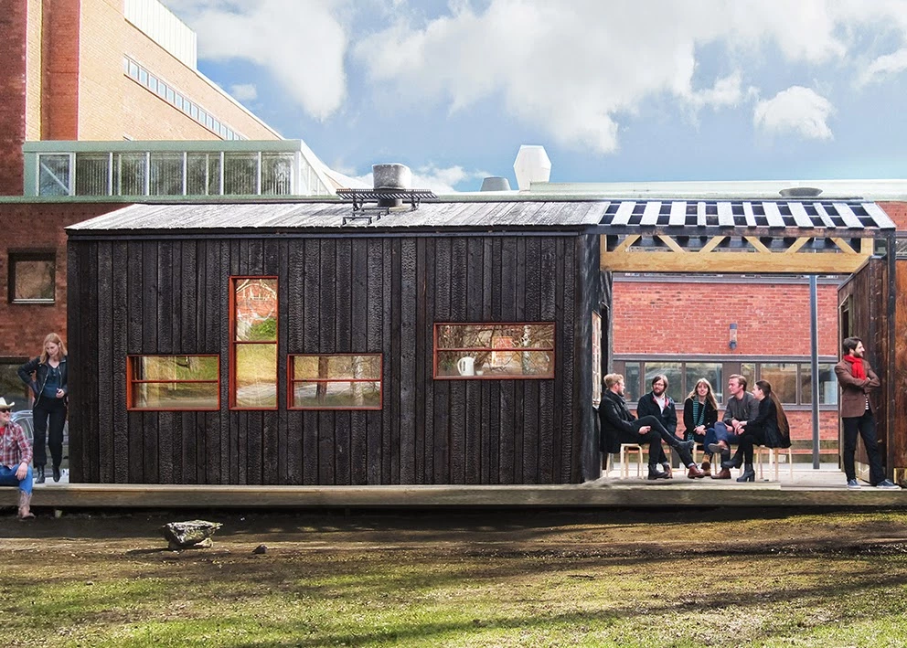 The smaller building, dubbed "Frigg," measures 15 sq m (161 sq ft) and is referred to as a "house" (Photo: Full Scale Studio)