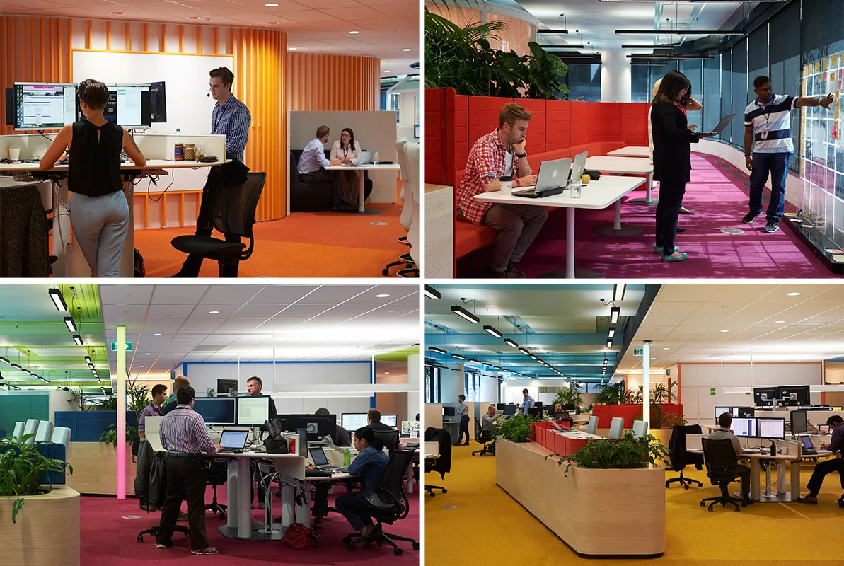 Employees can choose between 26 different environments in which to work