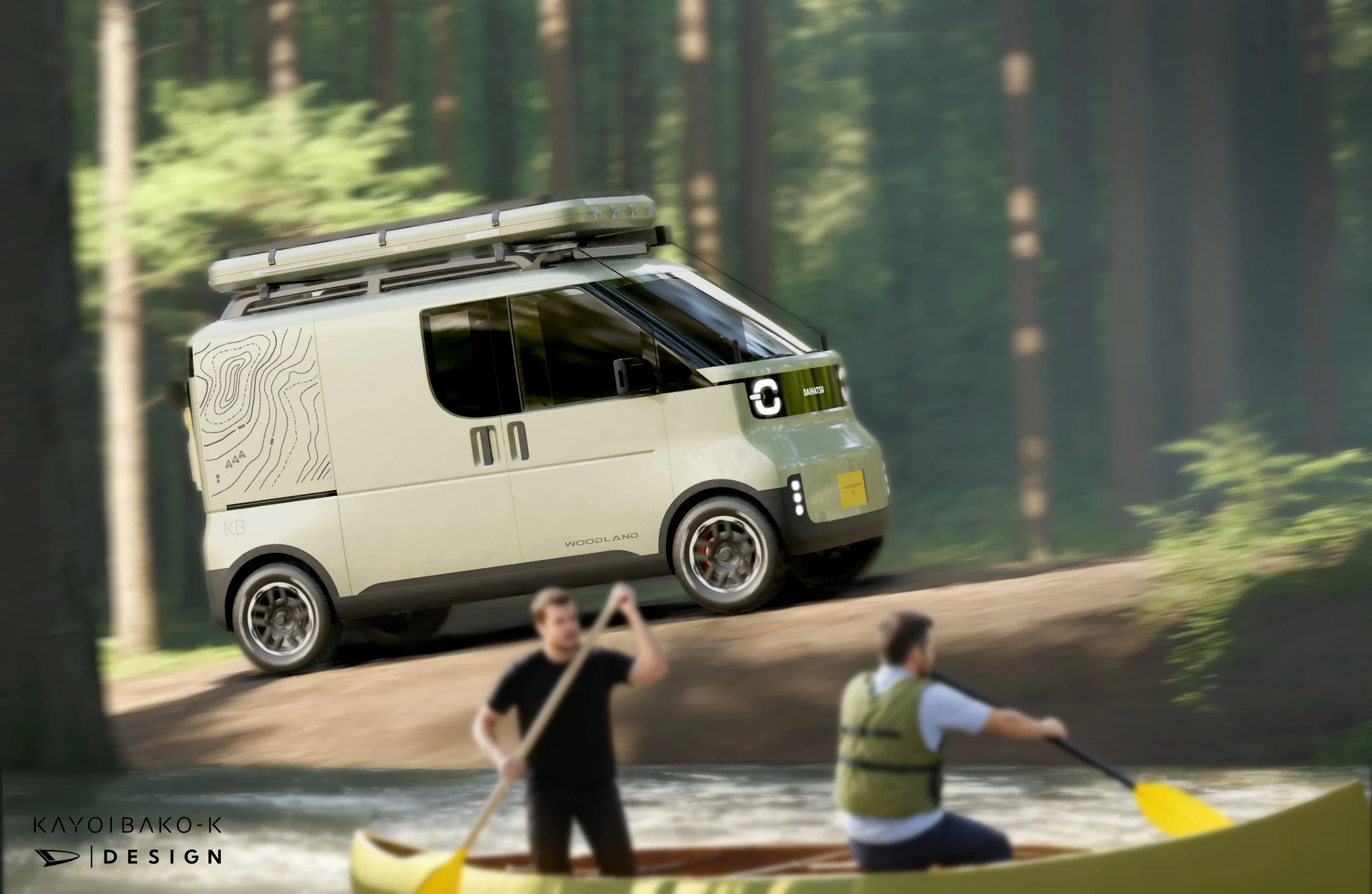 The Kayoibako-K's autonomous capabilities are shown as a way that paddlers can self-shuttle without an extra vehicle or driver