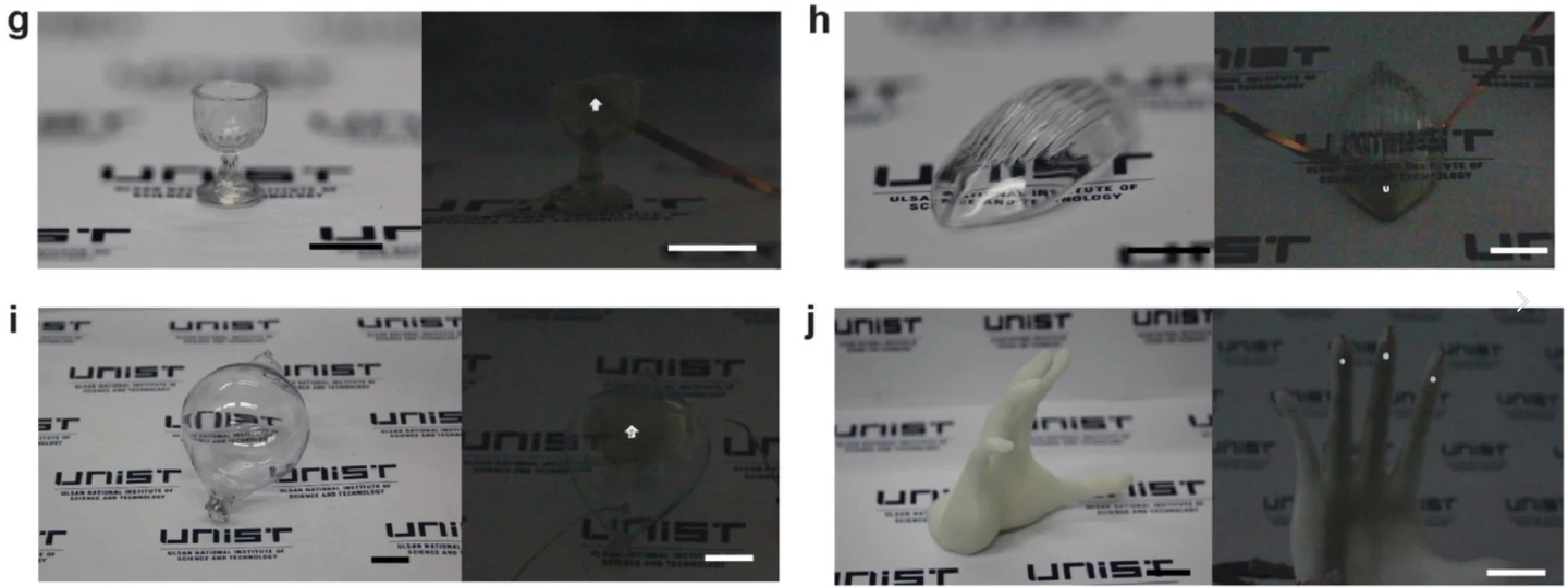 Examples of some transparent 3D shapes with OLED screens printed into them