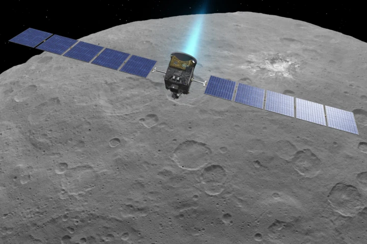 Artist's impression of Dawn orbiting Ceres