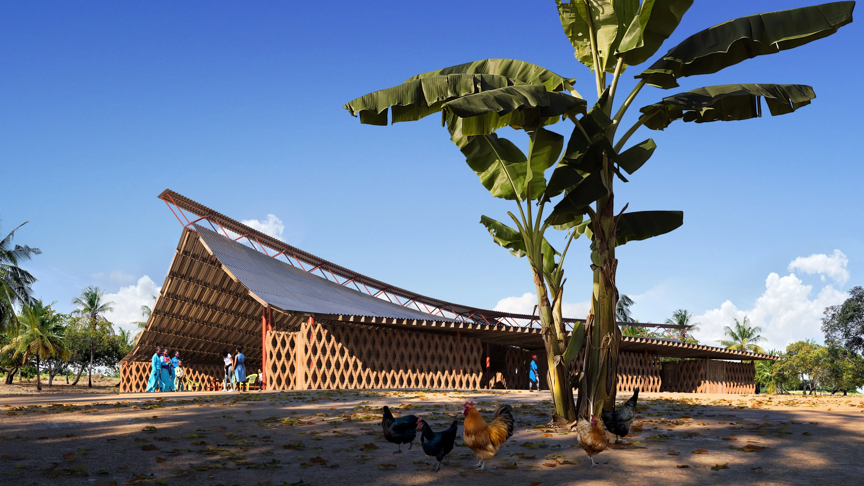 The community center will be printed using earth that's sourced from within 25 km (15.5 miles) of the build site