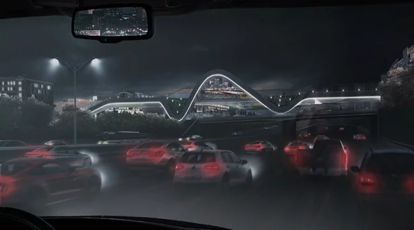 The underside of design A for the 10th Street Bridge is reflective