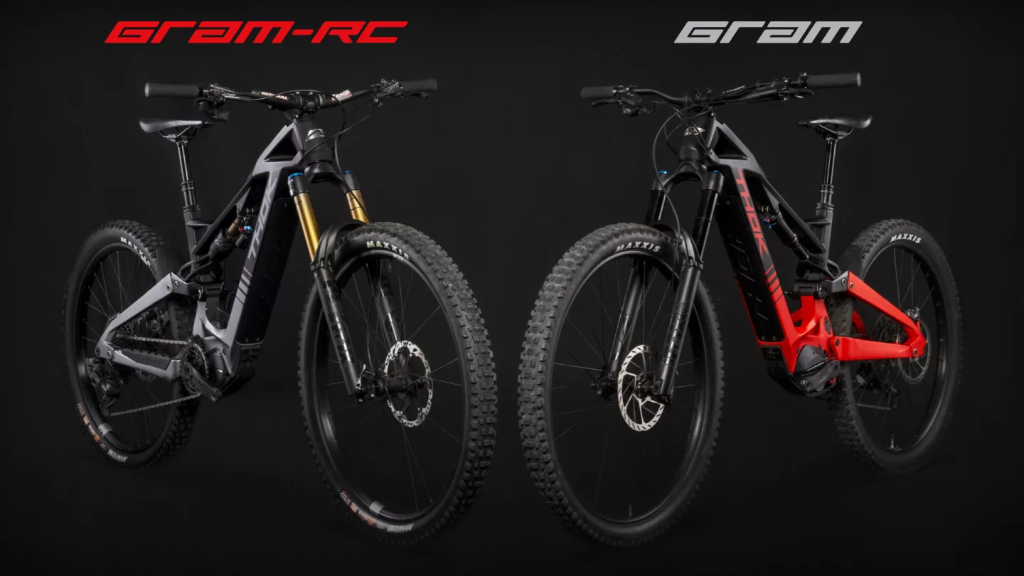The Thok Gram range is made up of two carbon-framed electric enduro models