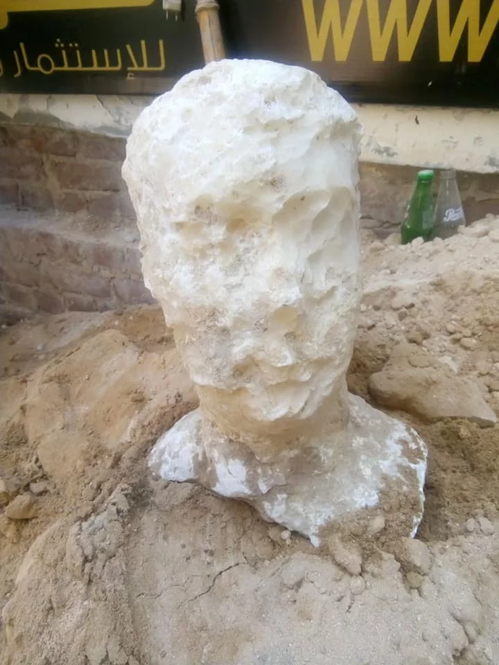 The sarcophagus was found alongside an alabaster sculpture of a male head, thought to be that of the occupant