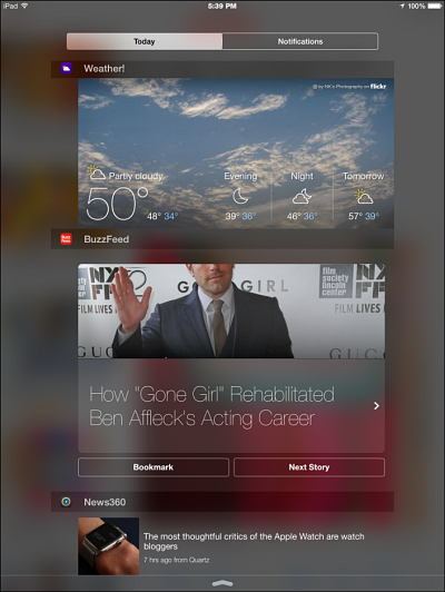iOS 8 notification widgets