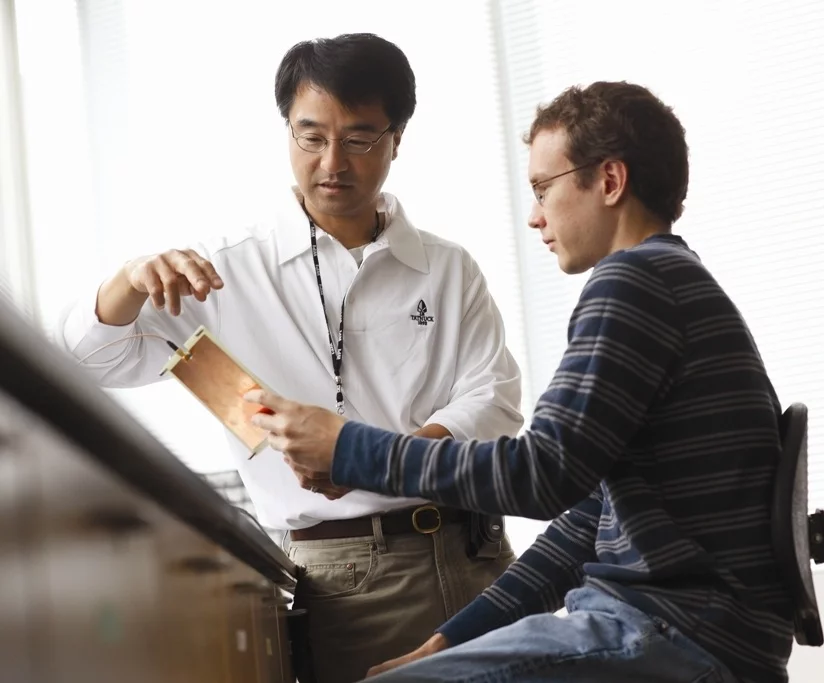 Prof. Ki Chon and doctoral student Chris Scully, who is working on Chon's app (Photo: WPI)