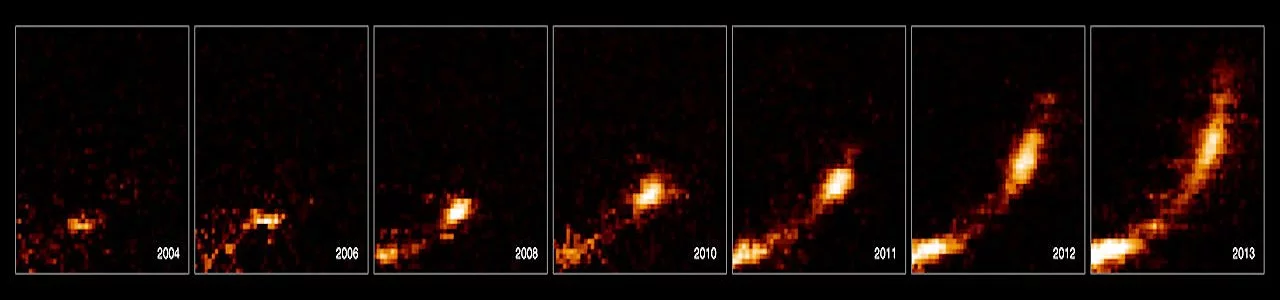 Spaghettification of G2 as it approaches the Sagittarius A* supermassive black hole (Image: European Southern Observatory/S. Gillessen)